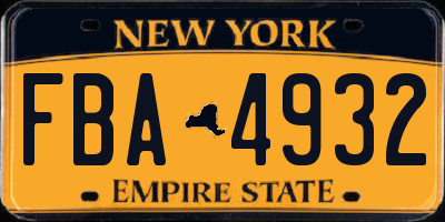 NY license plate FBA4932