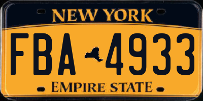 NY license plate FBA4933