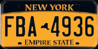 NY license plate FBA4936