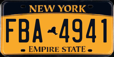 NY license plate FBA4941