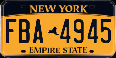 NY license plate FBA4945