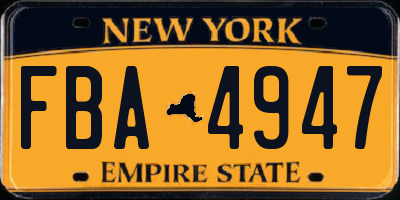 NY license plate FBA4947