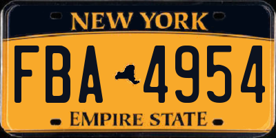 NY license plate FBA4954