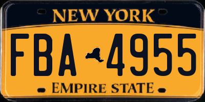 NY license plate FBA4955