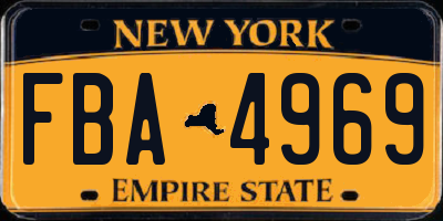 NY license plate FBA4969