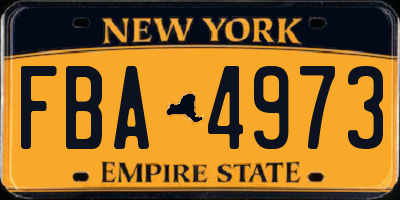 NY license plate FBA4973
