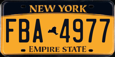 NY license plate FBA4977