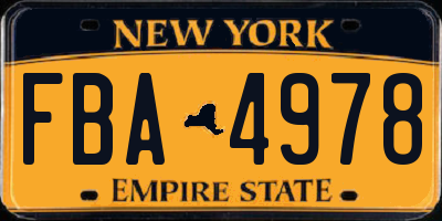 NY license plate FBA4978