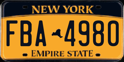 NY license plate FBA4980