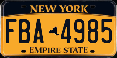 NY license plate FBA4985