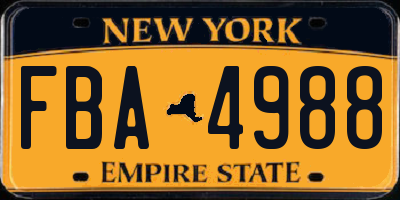 NY license plate FBA4988