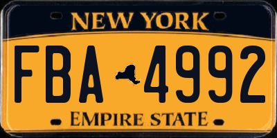 NY license plate FBA4992