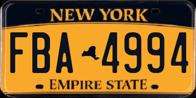 NY license plate FBA4994