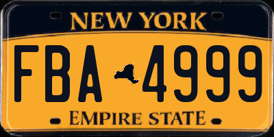 NY license plate FBA4999