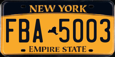 NY license plate FBA5003