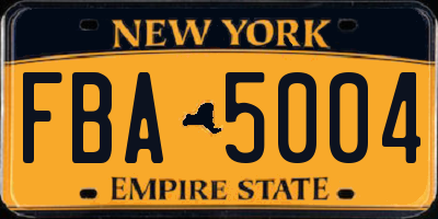 NY license plate FBA5004