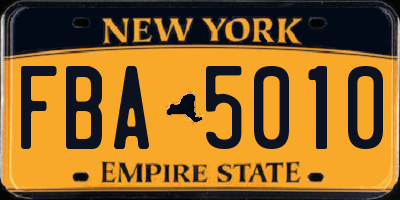 NY license plate FBA5010