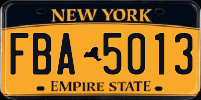 NY license plate FBA5013