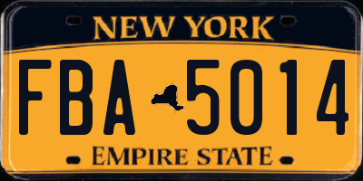 NY license plate FBA5014