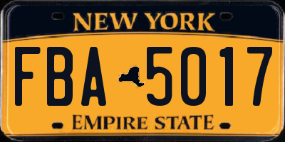NY license plate FBA5017