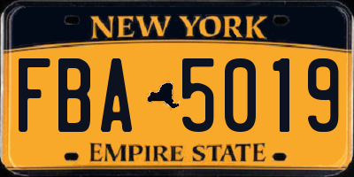 NY license plate FBA5019