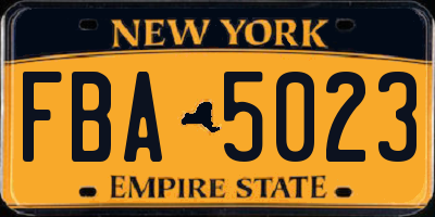 NY license plate FBA5023