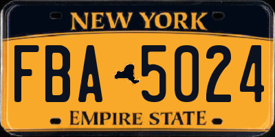 NY license plate FBA5024