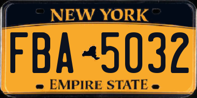 NY license plate FBA5032