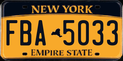 NY license plate FBA5033