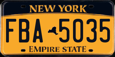 NY license plate FBA5035