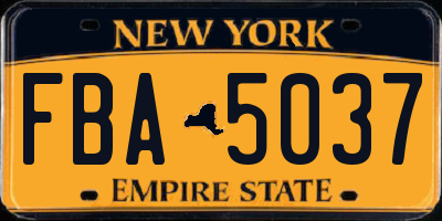 NY license plate FBA5037