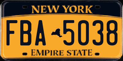 NY license plate FBA5038