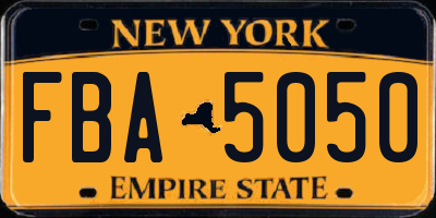 NY license plate FBA5050