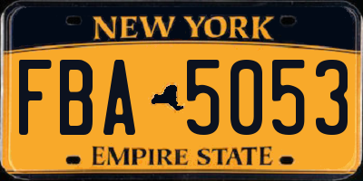 NY license plate FBA5053