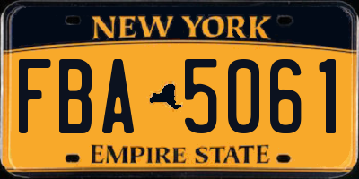NY license plate FBA5061