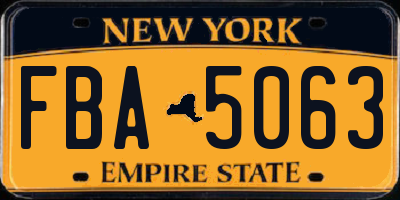 NY license plate FBA5063