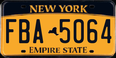 NY license plate FBA5064