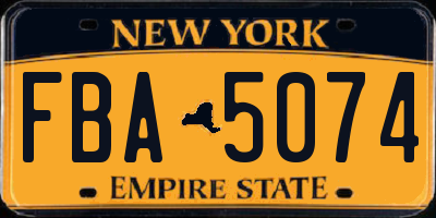NY license plate FBA5074