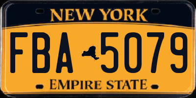 NY license plate FBA5079