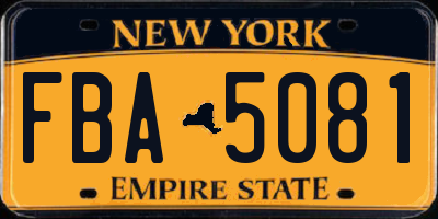 NY license plate FBA5081