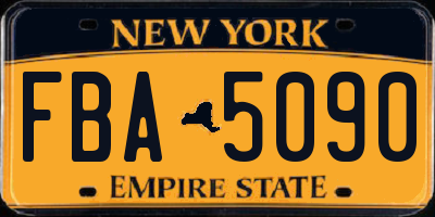 NY license plate FBA5090