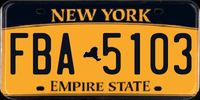 NY license plate FBA5103