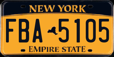 NY license plate FBA5105