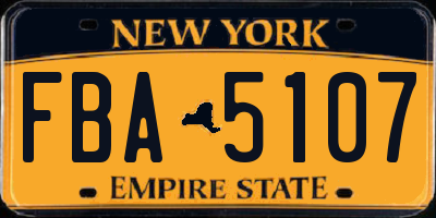 NY license plate FBA5107