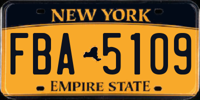NY license plate FBA5109