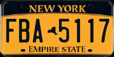 NY license plate FBA5117