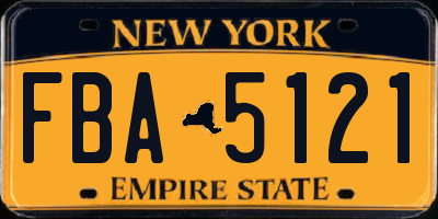 NY license plate FBA5121