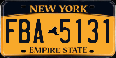 NY license plate FBA5131
