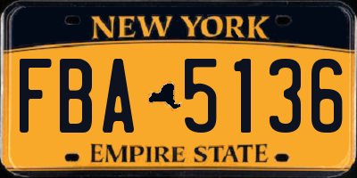 NY license plate FBA5136