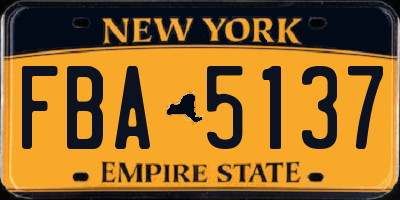 NY license plate FBA5137